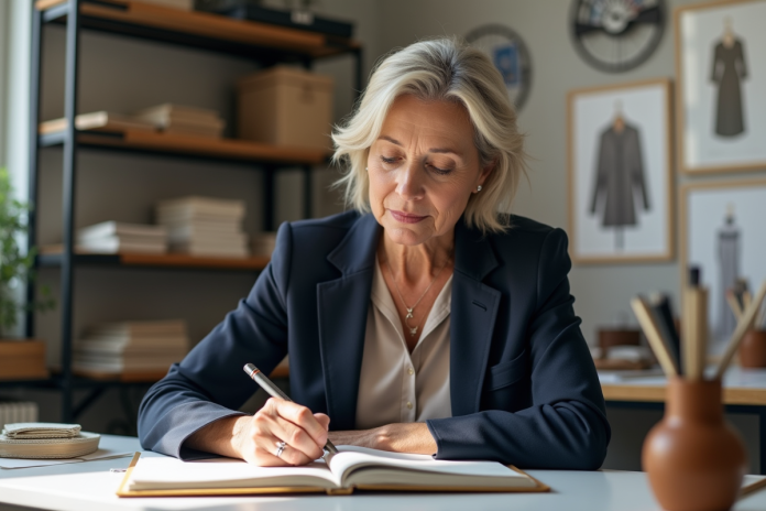 Designer femme en studio en train de dessiner