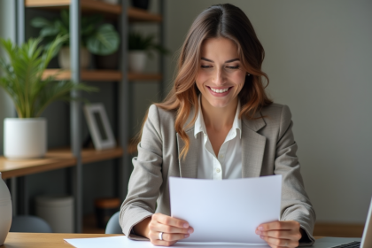 Femme confiante dans un bureau moderne et organisé