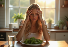 Jeune femme fatiguée au matin dans la cuisine