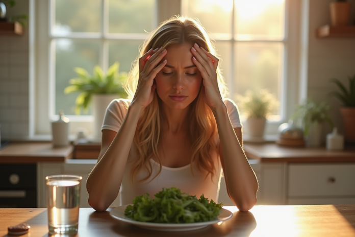 Jeune femme fatiguée au matin dans la cuisine
