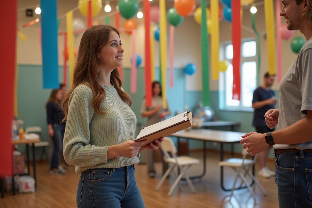 Jeune femme arrangeant des décorations lors d
