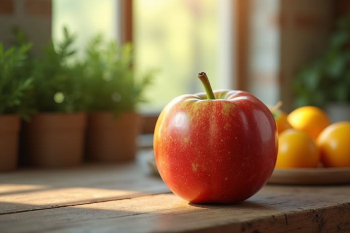 Fruit frais sur une table en bois rustique en plein jour