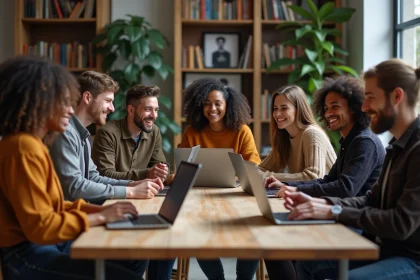 Groupe de chanteurs divers dans un loft créatif