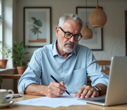 Impôts locatifs : les revenus de location sont-ils imposables ? Homme d'âge moyen lisant des documents dans un intérieur moderne