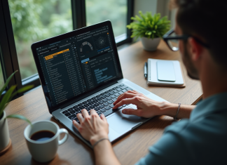 Les astuces indispensables pour appréhender la règle du démineur Vue de dessus d'une personne jouant à Minesweeper sur un ordinateur portable