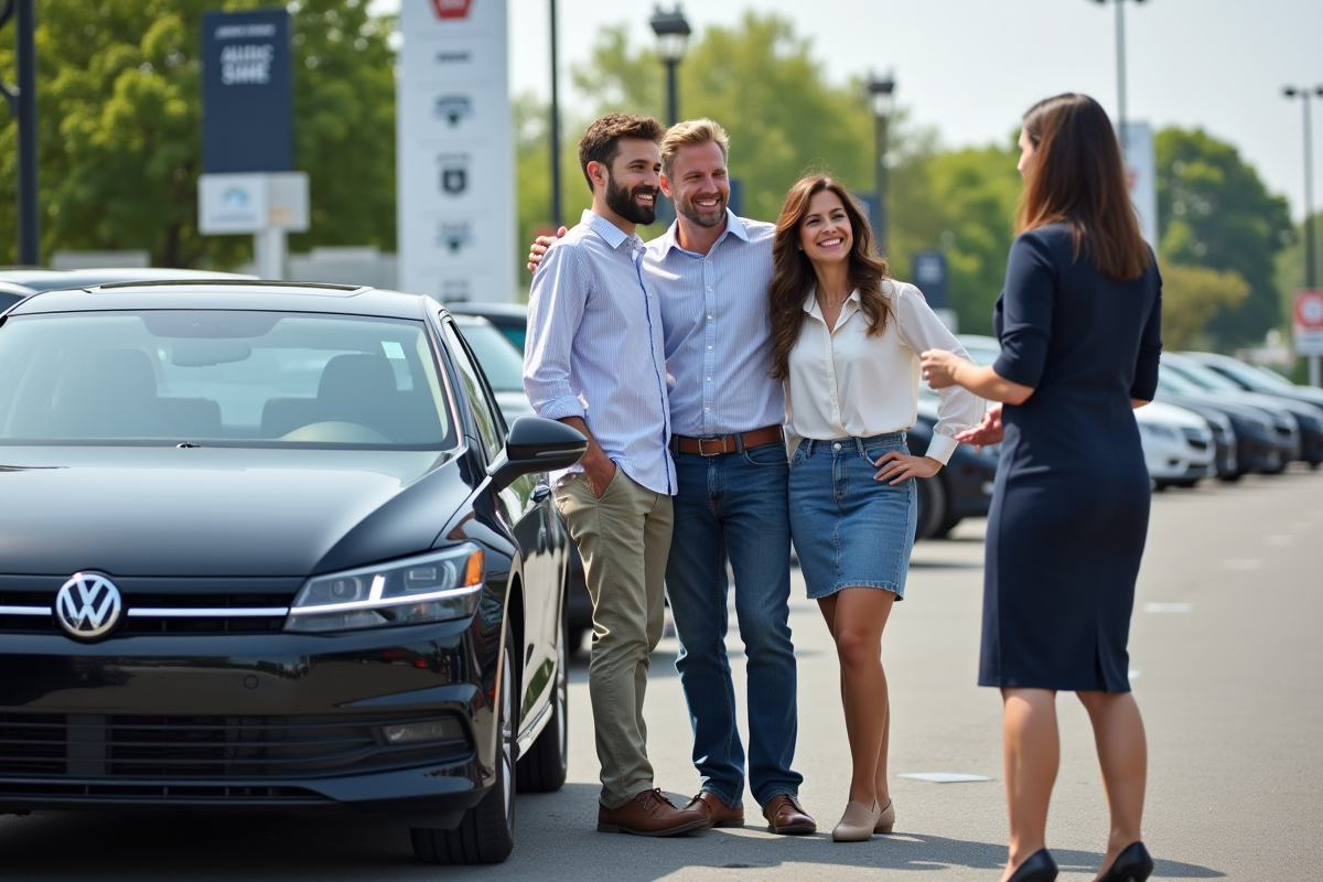 Jeune couple souriant à côté d