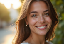 Jeune femme méditerranéenne souriante en extérieur