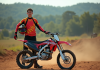 Les meilleures marques de moto 125cc pour dirt bike Jeune homme en motocross avec sa moto 125cc en extérieur