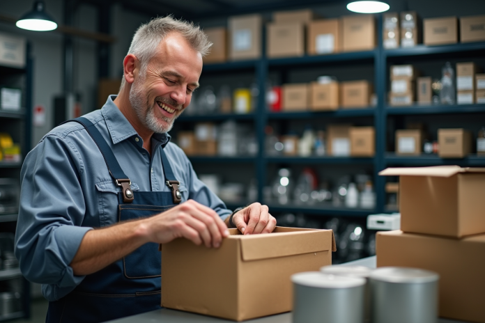 Mécanicien homme en overalls dans un magasin auto