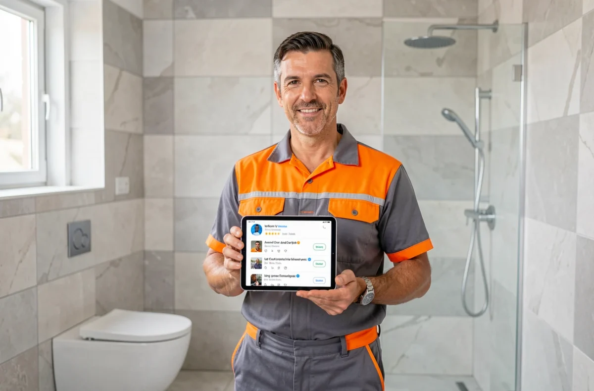 Artisan plombier référencé Plus que pro en PACA présentant ses avis contrôlés sur tablette