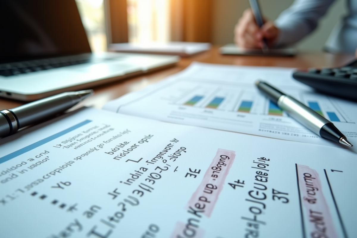 Détail d un rapport financier avec notes et formules mathématiques
